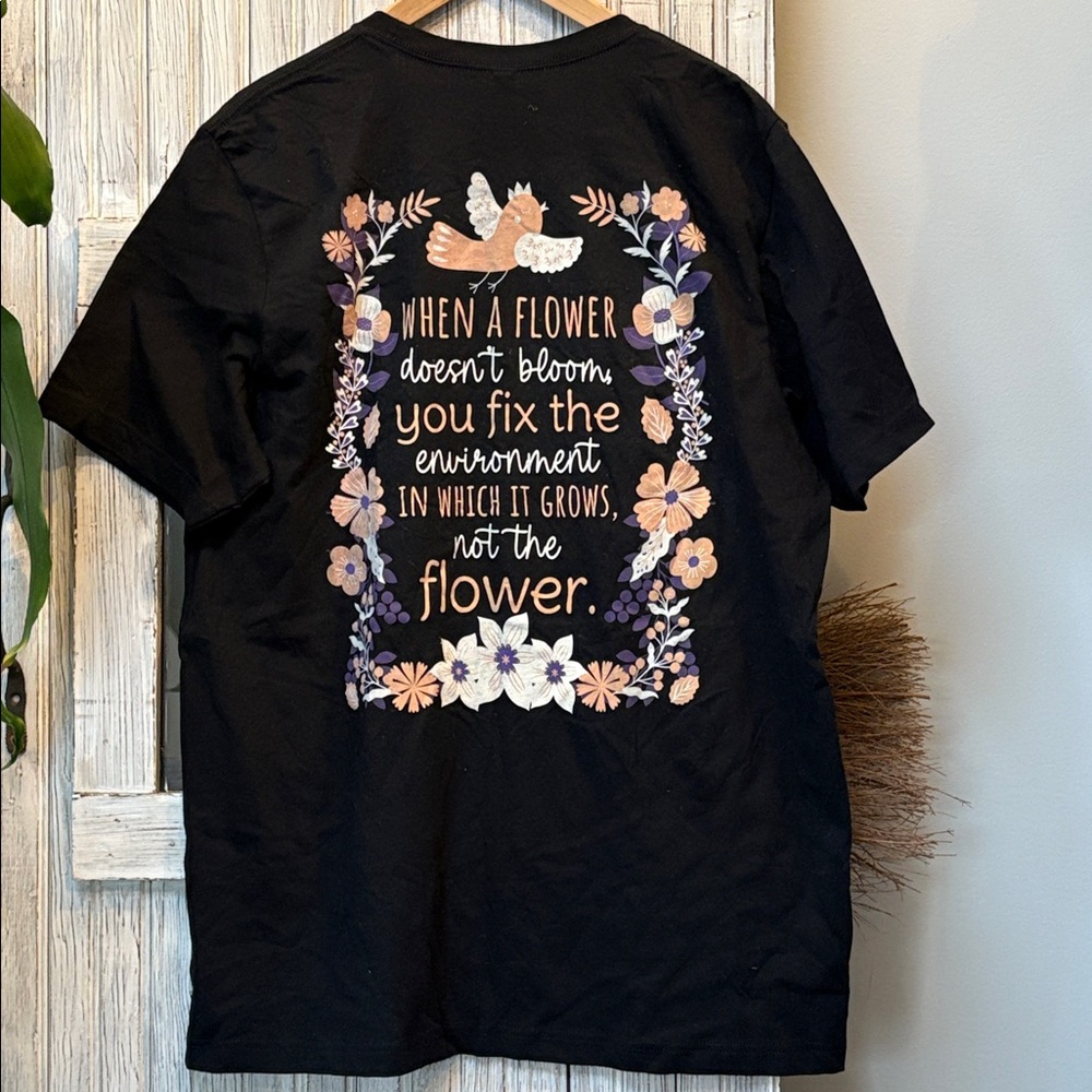 Graphic T-Shirt with Floral Design Special Ed NWT Size XL